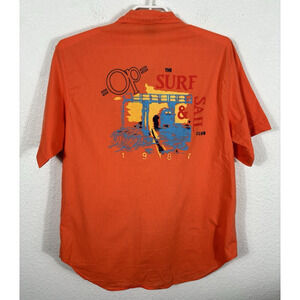 Vintage 80s Ocean Pacific Shirt Men’s Size Large Orange‎ Button Short Sleeve